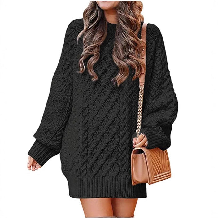 Kvinders stor strikket sweater med kabeldesign Stilla