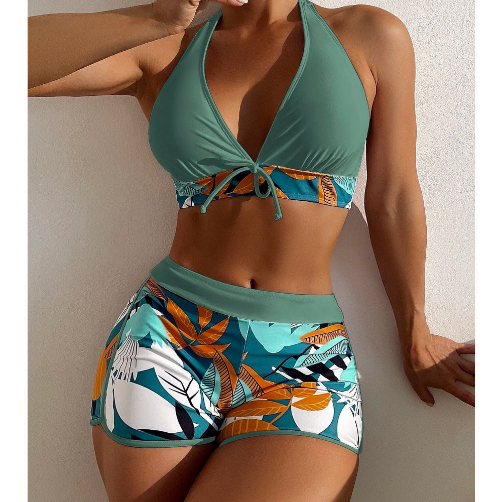 Dame bikini sæt med moderne halterneck-design og sporty high-waist-snit Skovae