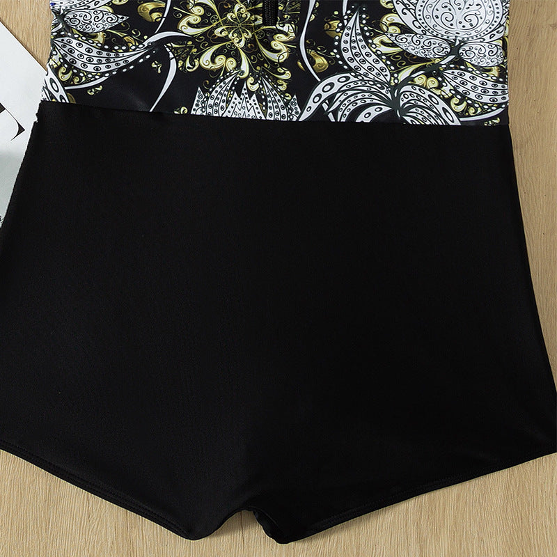 Dame Rashguard badetøj med blomstermønster og korte ærmer Skovae