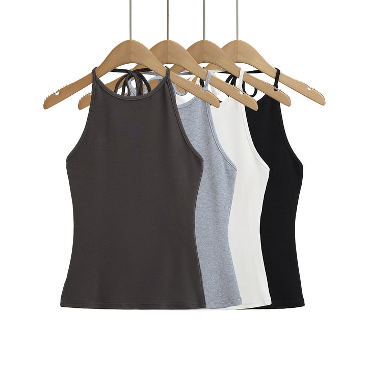 Dame Sporty tanktop med legende rygdetalje og elastisk materiale Stilla