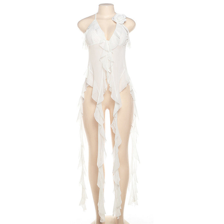 Dame verførende bodystocking med flagrende detaljer og dekorative stropper Stilla