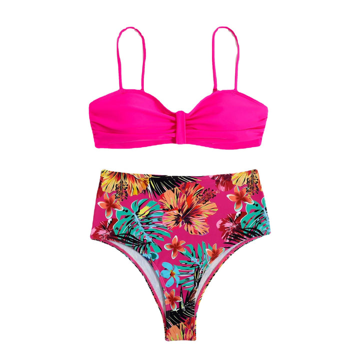 Dame højtaljede blomster mønster bikini sæt Stilla1750243172