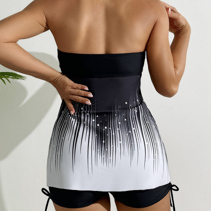 Dame Tankini-sæt med figursmigrerende top og højt skårne shorts Stilla