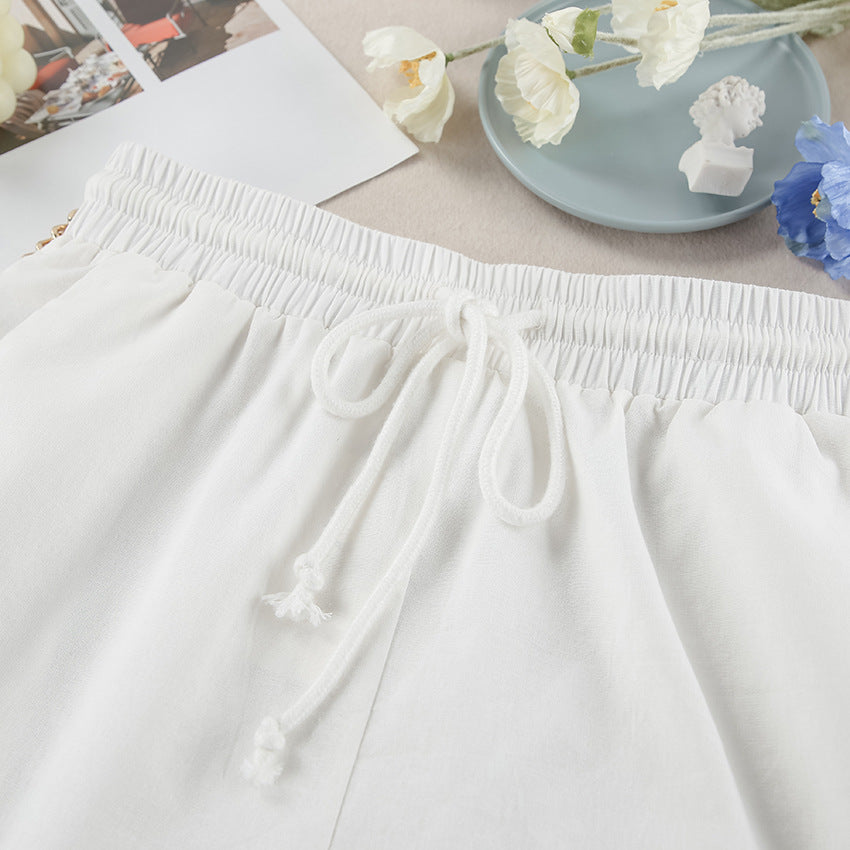 Dame afslappet sæt bestående af cropped top og shorts med praktisk snøre Stilla