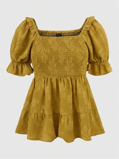 Dame bluse top med ryscher og figursyet pasform Stilla