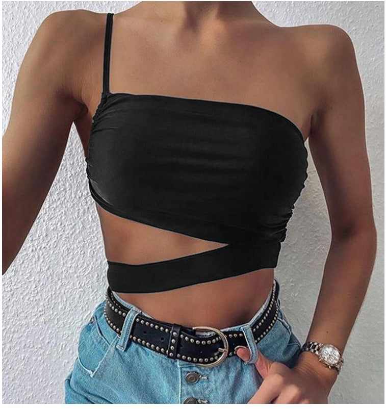Dame Asymmetrisk Cutout Crop Top Stilla