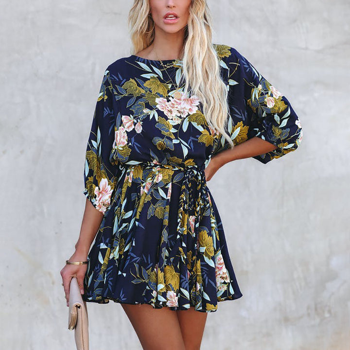 Dame blomsterprint mini kjole Stilla