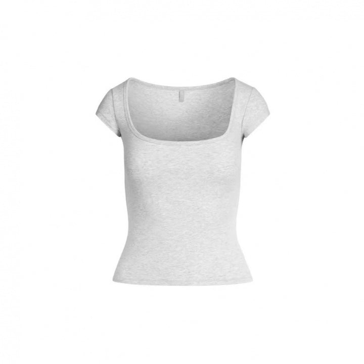 Dame Fitted Kvadrat-Hals T-Shirt Stilla