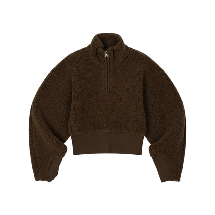 Dame hyggelig fleece-pullover med kort lynlås og elastisk manchet Stilla