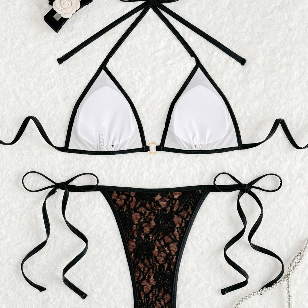 Dame-bikini-sæt med kantbånd i halterdesign Stilla