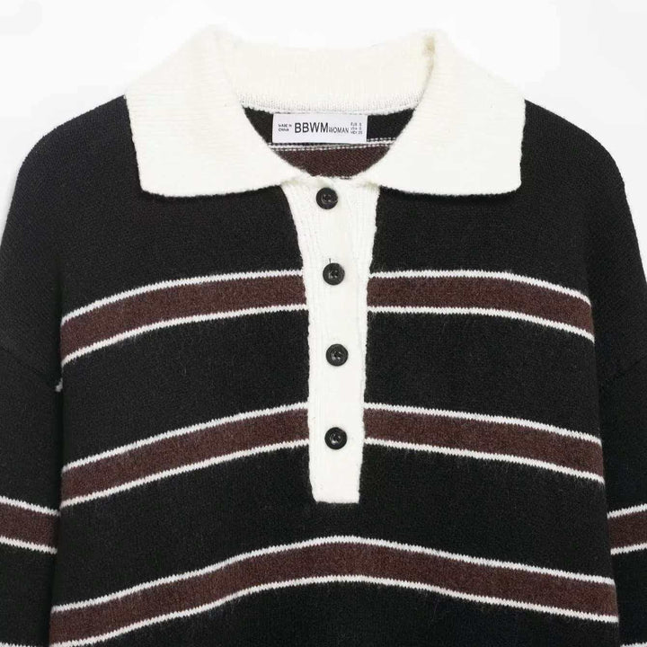 Kvinders afslappede sweater med krave og knaplukning Stilla
