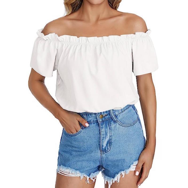 Dame Off-Shoulder Overdel med elastisk kant Stilla