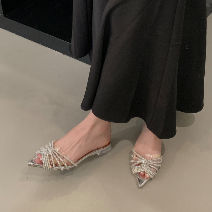 Dame Gennemsigtige Højhælede Sandaler med glitrende Strassbånd Stilla