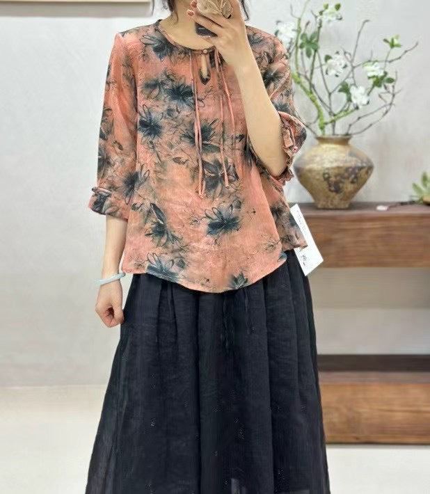 Femme Lækkert Floral Tryk Bluse Stilla