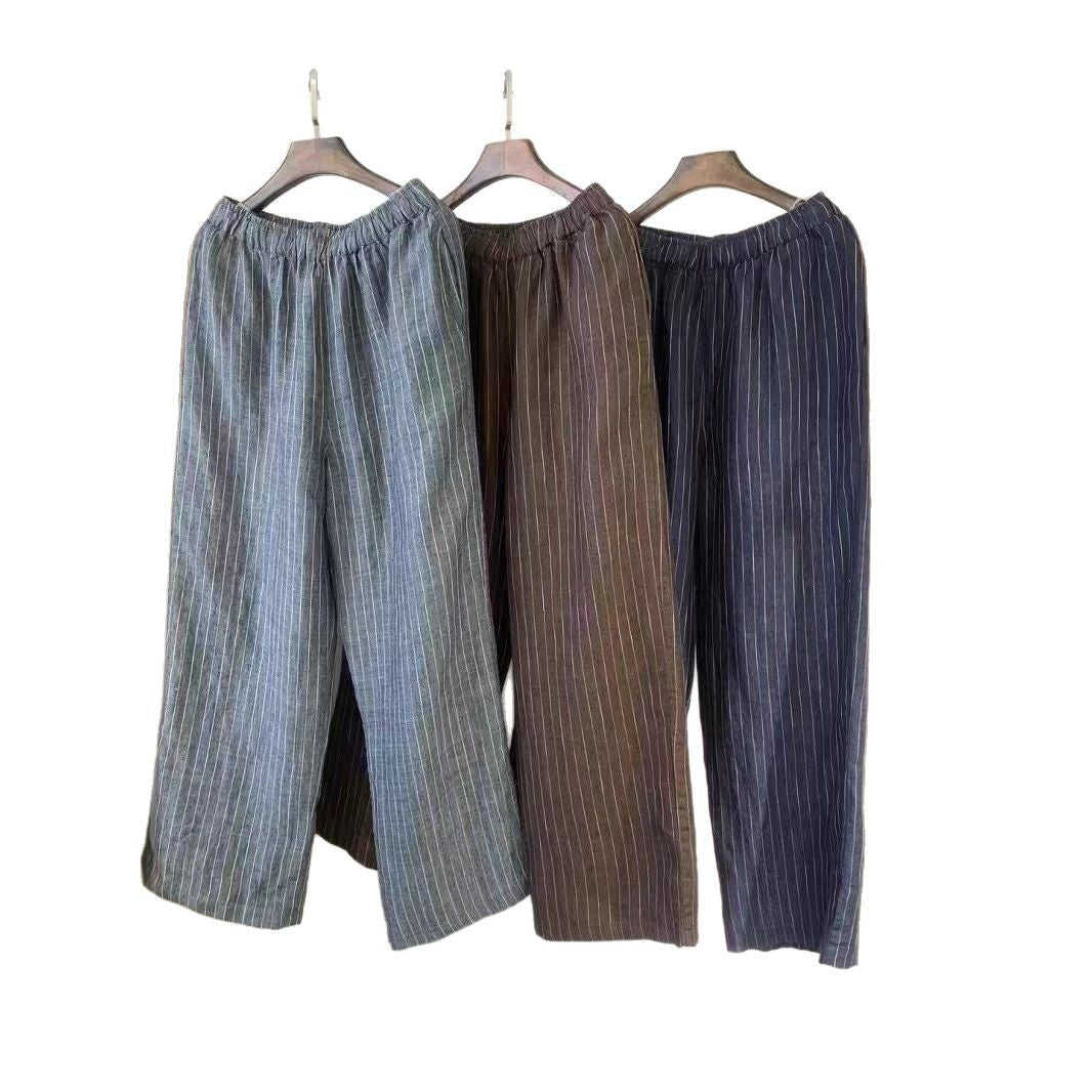 Dame Stribet Bred Linnedragt Stilla