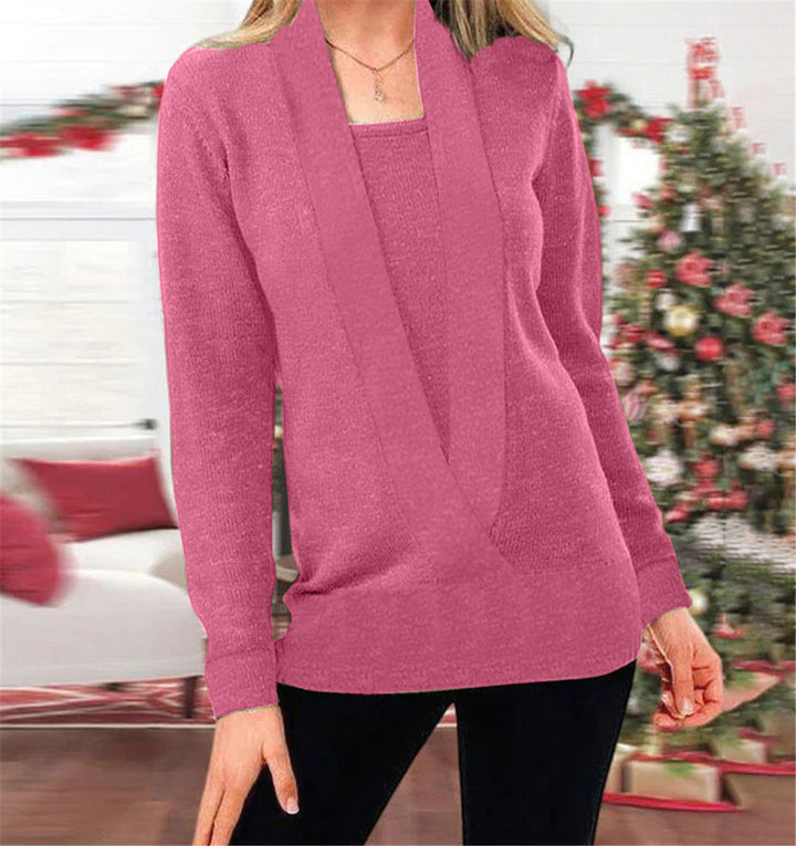 Dame elegant strikpullover med blød V-hals og stilfuld pasform Stilla