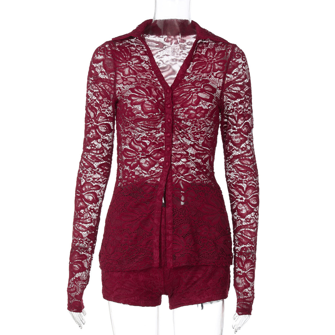 Dame Elegant Spids Bluse med lange ærmer og feminin Silhuet Skovae