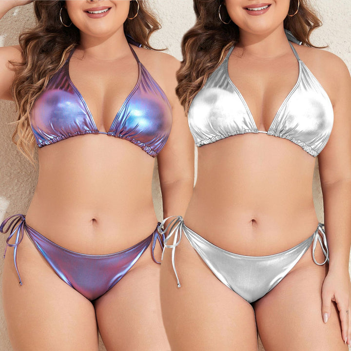 Dame triangel-bikini med skinnende design Skovae