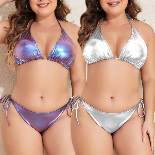 Dame triangel-bikini med skinnende design Skovae