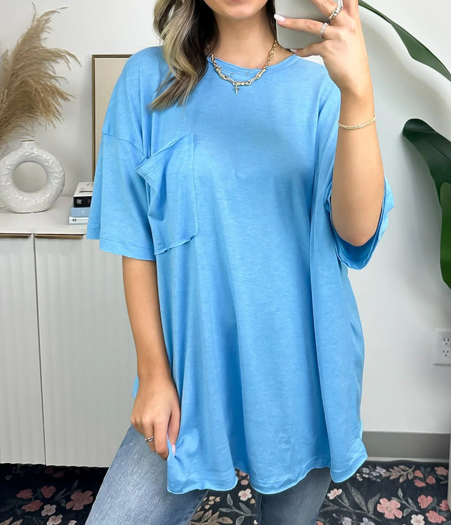 Kvindernes afslappede oversized T-shirt med lomme Stilla