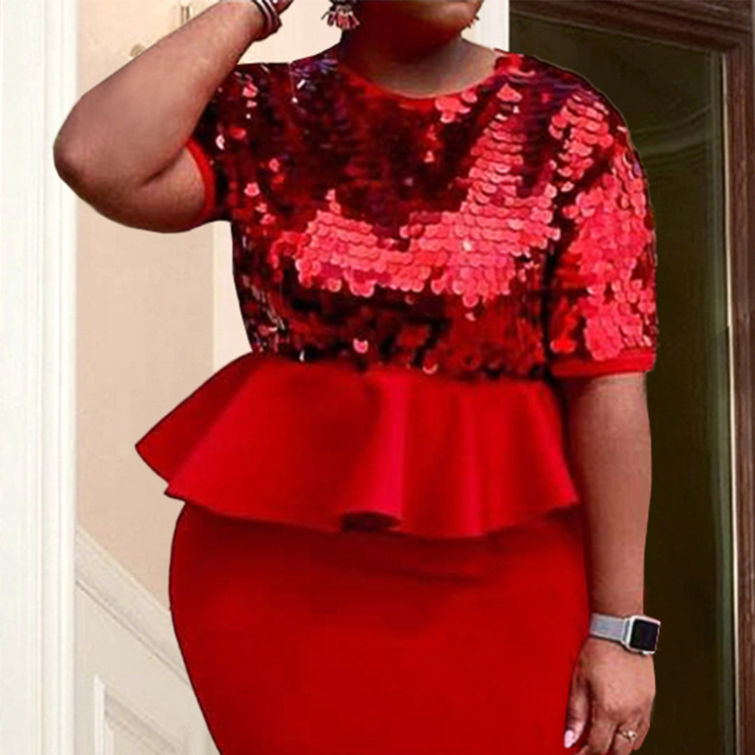 Dame Elegant glitrende top med peplum kant Skovae