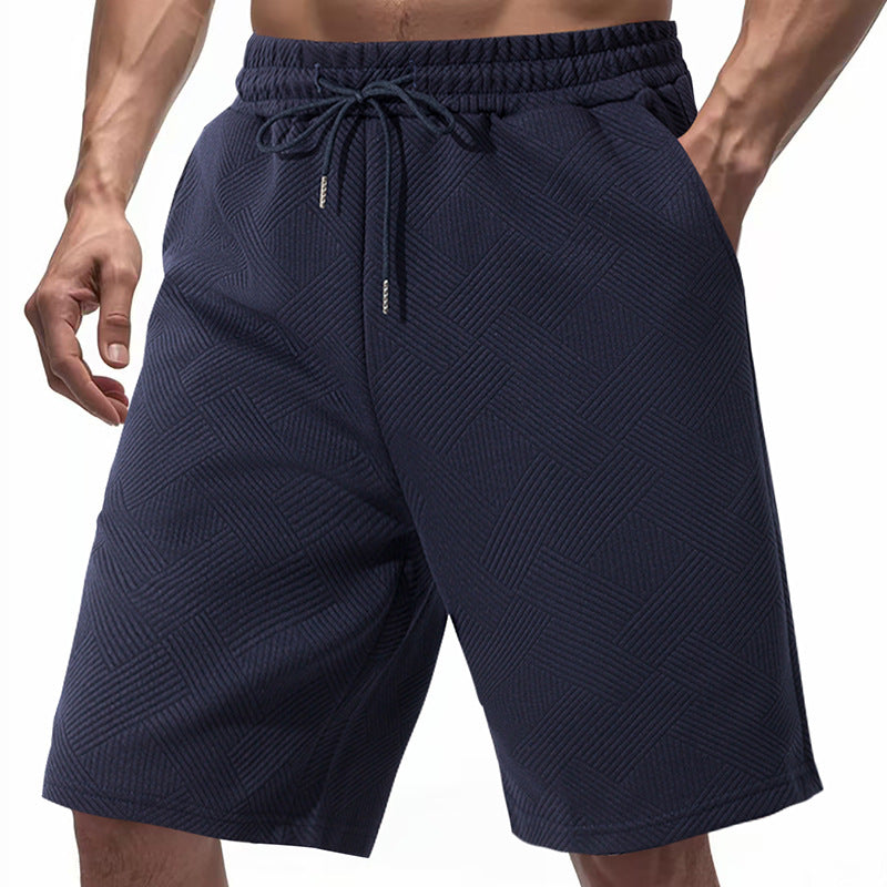 Herrernes knælange tekstur-badeshorts med elastisk snor og sidelommer Skovae