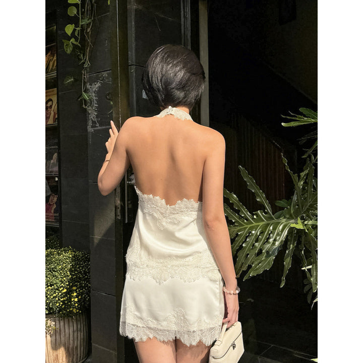 Damen Raffiniertes Abendkleid mit Spitze und fließendem Schnitt Skovae