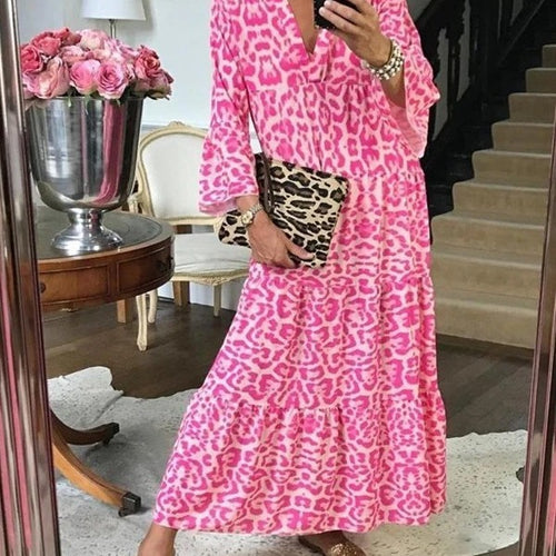 Kvinders maxikjole i elegant leopardprint Skovae