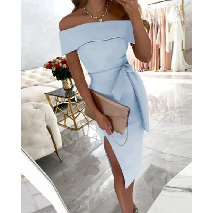 Dame Off-Shoulder Elegant Bodycon Kjole med sidelæsning og sløjfedetalje Stilla