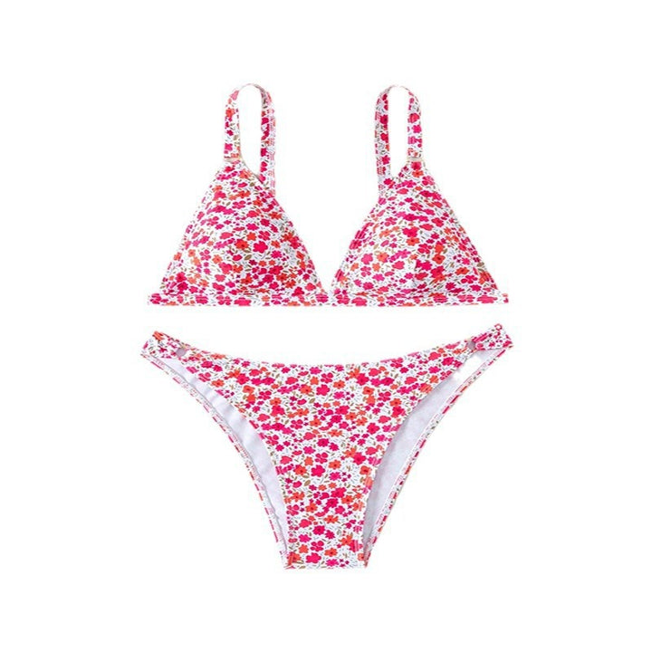 Dame triangel-bikini med blomsterdesign og justerbare stropper Skovae 1779790980
