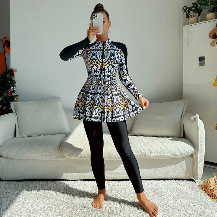 Dame Sporty Swimwear med elegant skørt og lange ærmer Skovae