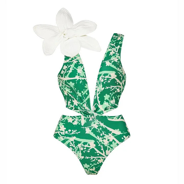 Dame Bikiniset med særlig blomsterdekoration og lang omslagsskjørt Skovae