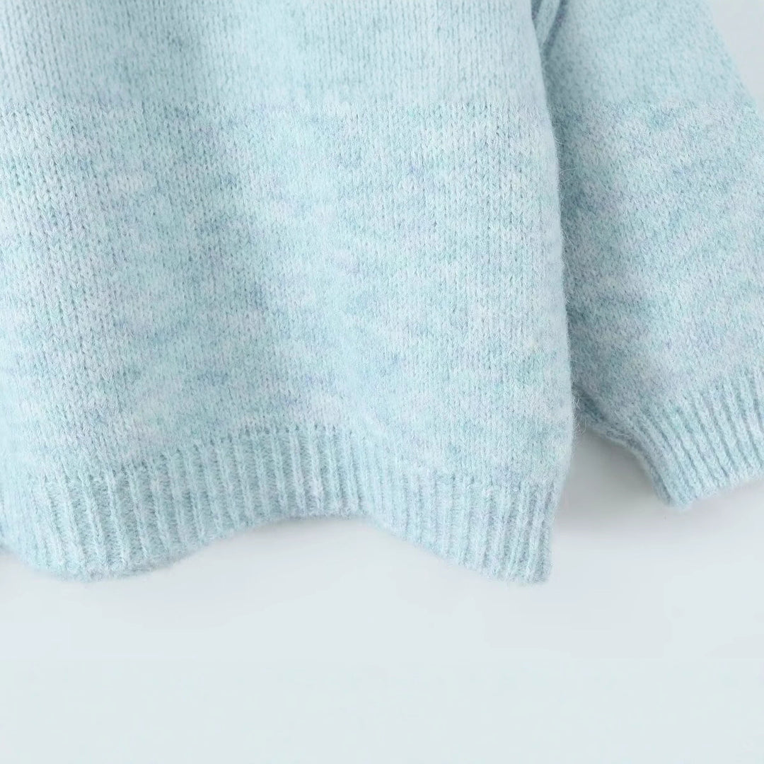 Dame Cozy Strik Sweatshirt med Rund Hals