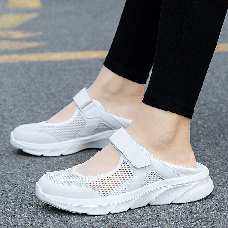 Dame nan Komfort-Remmepumpsneaker med velcro lukning, sømløs strikk skaft og dæmpende let sål Skovae