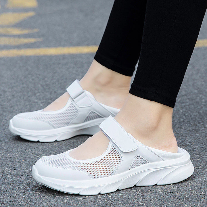Dame nan Komfort-Remmepumpsneaker med velcro lukning, sømløs strikk skaft og dæmpende let sål Skovae