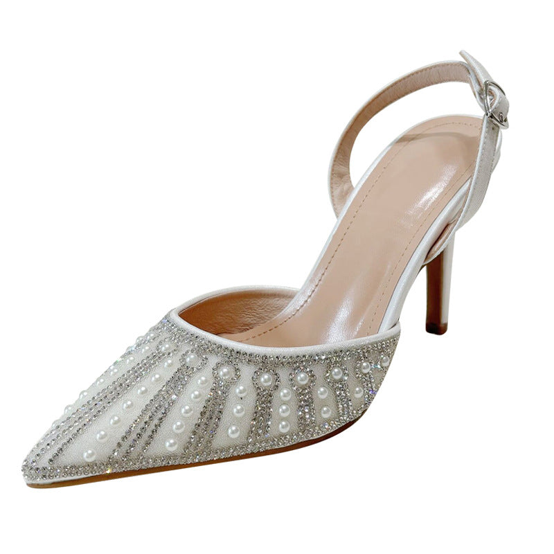 Dame Slingback Høje Sneakers med glitrende perledekor og elegant design Stilla