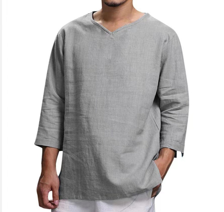 Herrer Casual V-hals Shirt med 3/4 ærmer Stilla