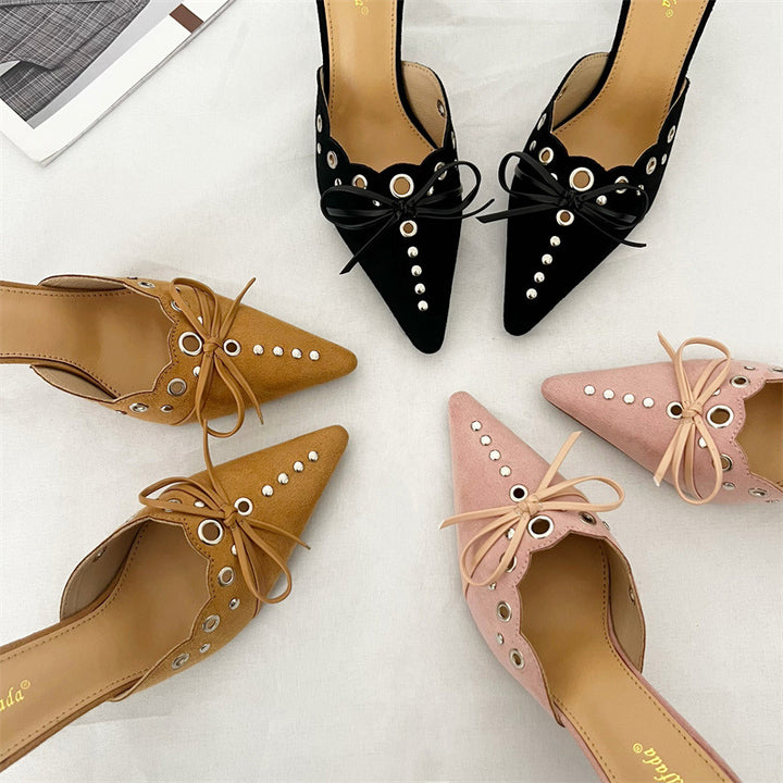 Dame Slingback Pumps med spids tå og elegant sløjfe dekoration Stilla