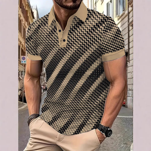 Herre Poloshirt med innovativt zigzagdesign og åndbare egenskaber Stilla