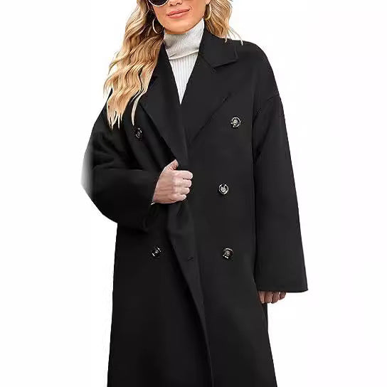 Dame elegant trenchcoat med dobbelt knappelukning og rummelig skæring Stilla