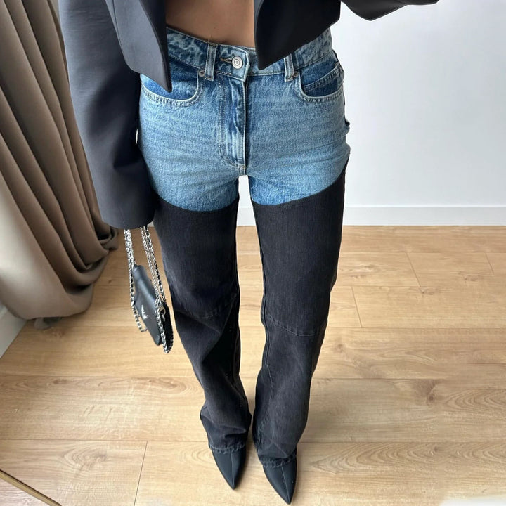 Dame High-Waist Jeans med asymmetrisk design Stilla