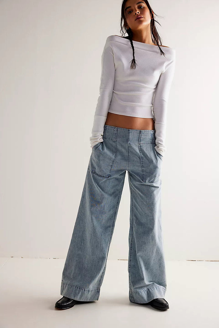 Dame afslappede brede jeans Stilla