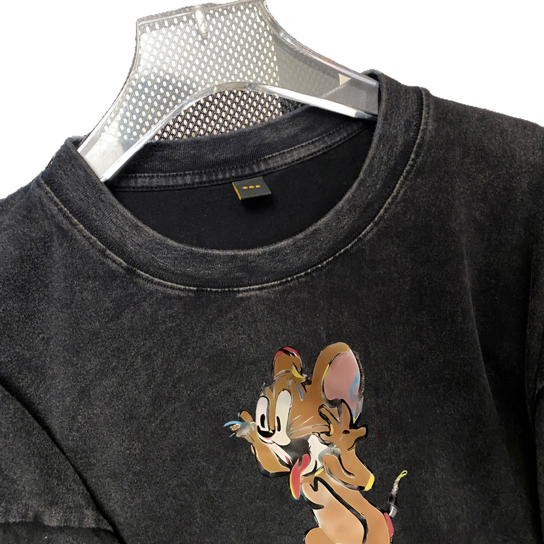 Dame T-shirt med trendy cartoon-motiv og afslappet oversized-snit Stilla