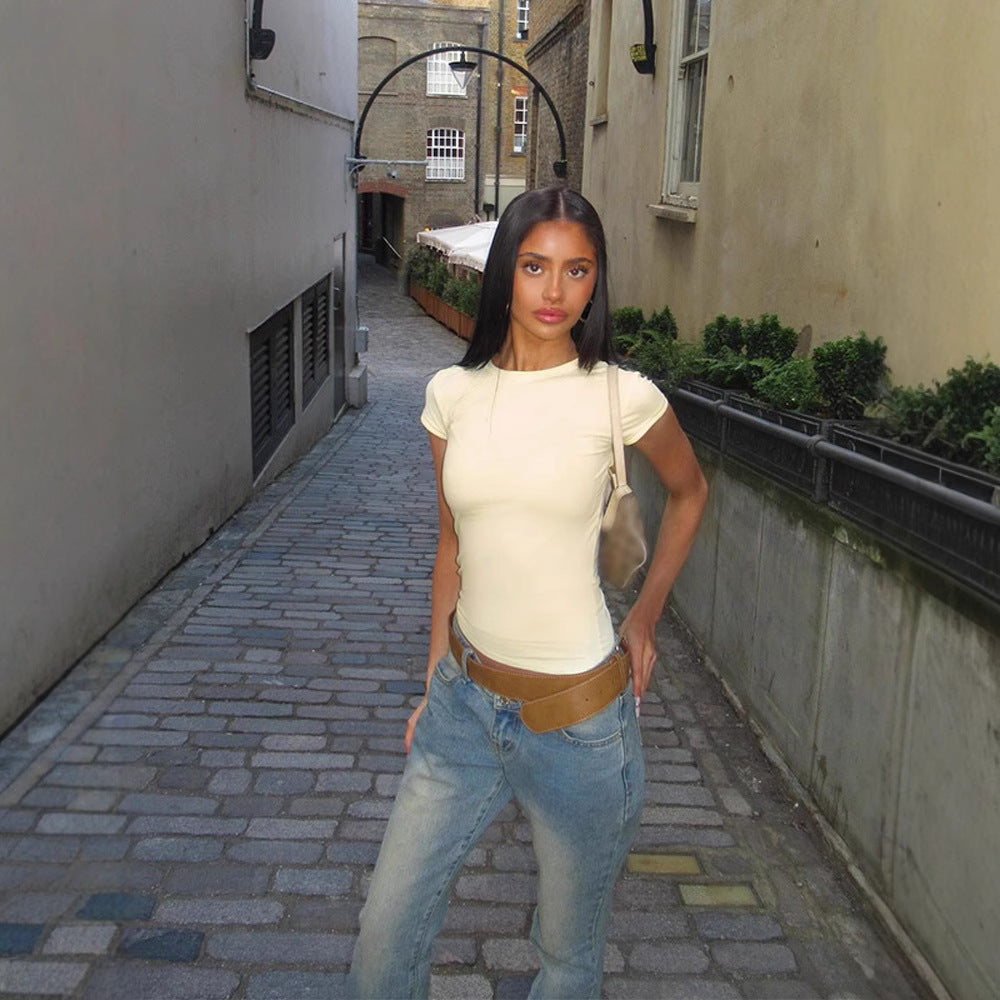 Dame tætsiddende basic-top Stilla