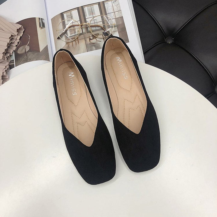 Dame ballerinaer med elegant firkantet hældesign Stilla