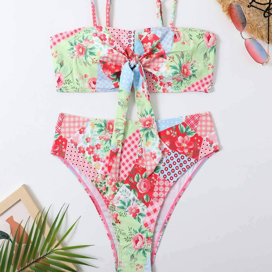 Dame Patchwork Blomster Bikini Sæt Stilla