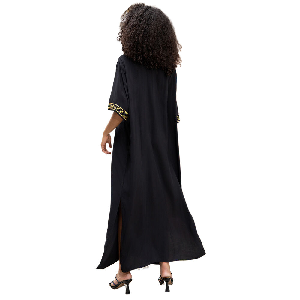 Dame Kaftan med kunstnerisk guld broderi Stilla