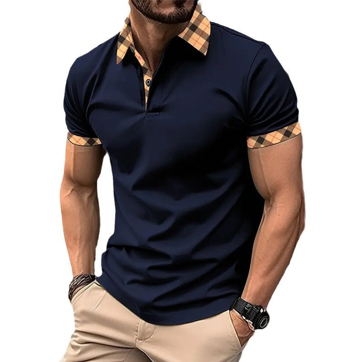 Herrer polo shirt med kontrastfarvet krave og moderne mønster Stilla