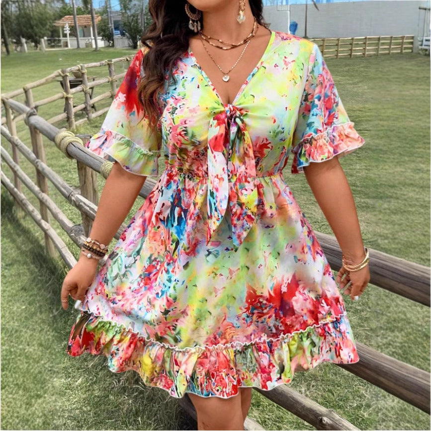 Dame sommerkjole med blomstret design Stilla