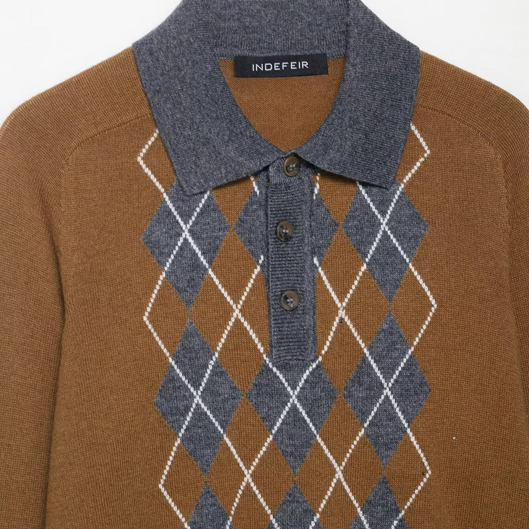 Damer elegant polo shirt med ternet mønster og knapdetaljer Stilla